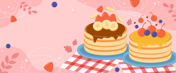 Flat design of cute pancake day banner