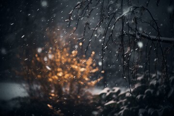Snowfall blurring in darkness. Generative AI