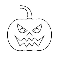 Spooky pumpkin line icon. Outline vector jack o lantern icon isolated on transparent background. Halloween vector illustration collection.