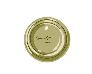 Top view green jar with cream, eco, organic cosmetics, vector illustration