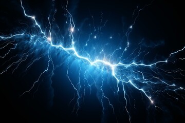 Abstract depiction of blue electrical coil lightning. Generative AI - obrazy, fototapety, plakaty