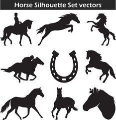 Horse Silhouette Vector Set
