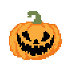 Obraz premium Scary Pumpkin Halloween Pixel Art
