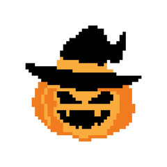 Scary Pumpkin Halloween Pixel Art