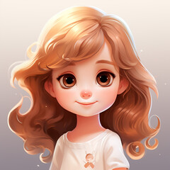 Portrait of a cute little girl art illustration