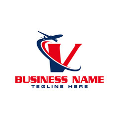 V Letter Aircraft Logo | V Travel Logo | V Airplane Logo | V Aviation logo