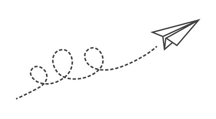 vector paper plane with dotted lines isolated