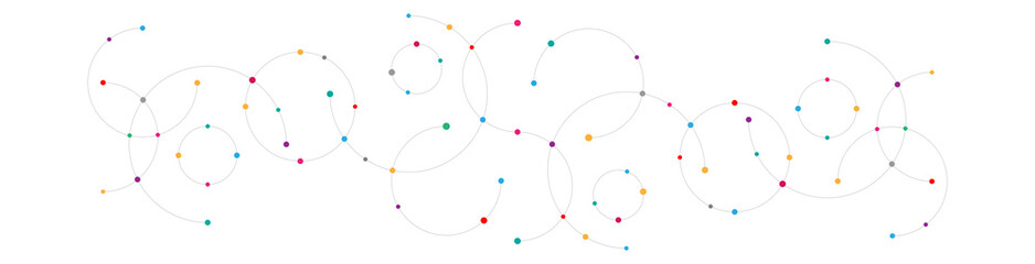 Abstract geometric background with plexus circles. Illustration of minimalistic design © Kingline