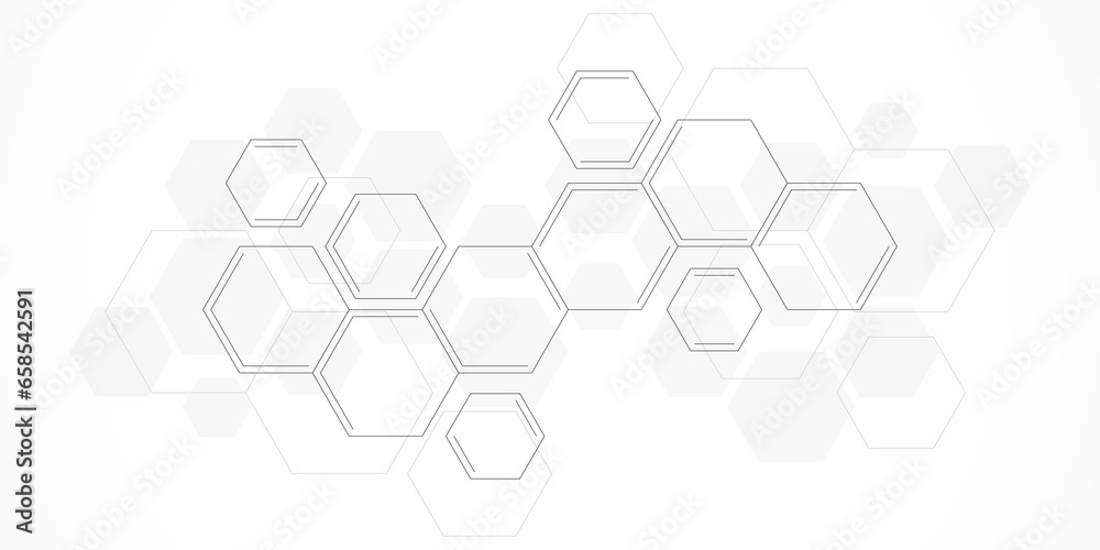 Poster illustration of hexagons pattern. geometric abstract background with simple hexagonal elements. crea