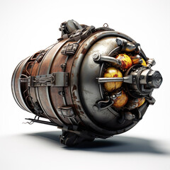 Atomic nuclear bomb isolated on white background. Concept generated AI image illustration. Symbol of apocalypse the end of the world