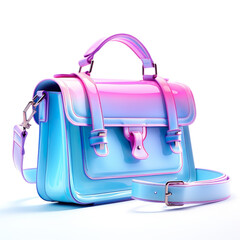 Crazy colors colorful leather handbag bag fashion for women or girls. Generated AI illustration image. Lovely acessorries concept