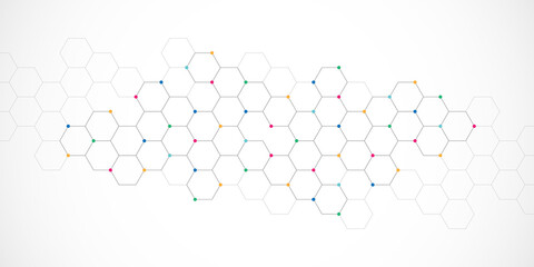 Illustration of hexagons pattern. Geometric abstract background with simple hexagonal elements. Creative idea for medical, technology or science design