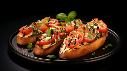 Delicious Plate of Bruschetta Isolated on a white background