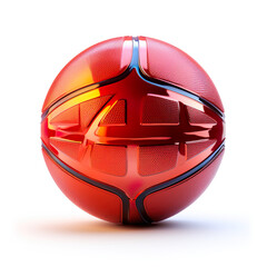 Futuristic ultra modern basketball ball isolated on white. Generated AI illustration. Future sports concept