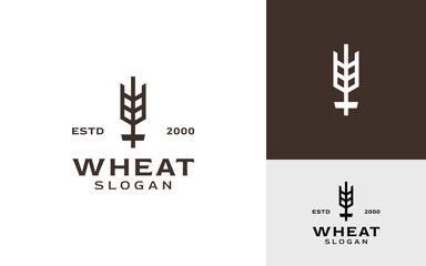 Vintage Retro Modern Wheat Grain Farm Food Bread Bake Logo Design Branding Template