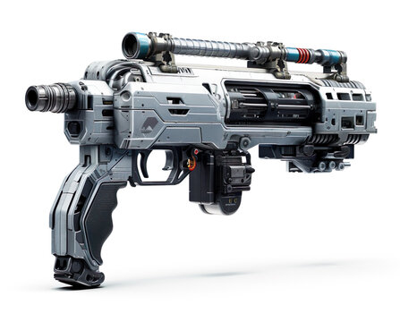 Futuristic combat weapon super modern shotgun hi tech shot gun illustration isolated on white background. Concept generated AI image illustration. Symbol of future war army equipment