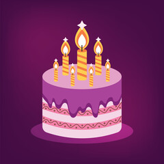 Homemade birthday cake with a pink frosting