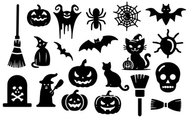 ghost Halloween vector silhouette full black color white background