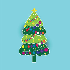 Christmas tree decorated with festive lights