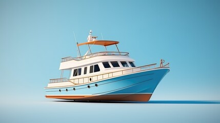 3d Illustration Simple Yatch in Isolated Background