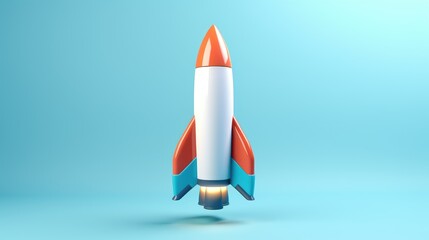 Naklejka na ściany i meble 3d Illustration Simple Rocket in Isolated Background