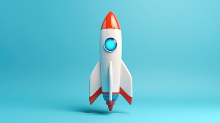 3d Illustration Simple Rocket in Isolated Background