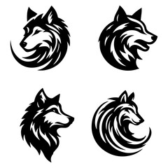 Wolf logo concept vector illustration black color a set of group