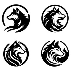 Wolf logo concept vector illustration black color a set of group