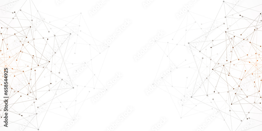 Poster minimalistic design with connecting the dots and lines. abstract geometric background of science and