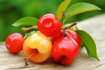 Acerola fruit. Top healthy fruit. Generate Ai - obrazy, fototapety, plakaty