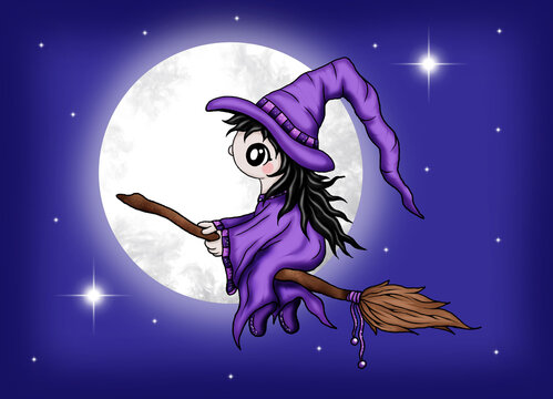 witch flying on a broom
