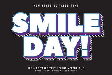 smile day editable text effect emboss modern style