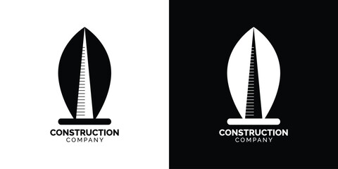 Construction Company Logo Design Template with Building Logo Mark