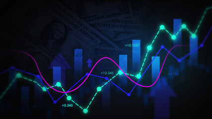 investor finance line chart stock market - obrazy, fototapety, plakaty