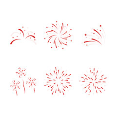 Indonesia Independence Day Fireworks In Different Shape. Simple Design. Vector Illustration. 
