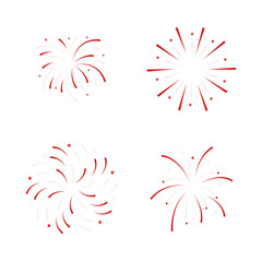 Indonesia Independence Day Fireworks In Different Shape. Simple Design. Vector Illustration. 