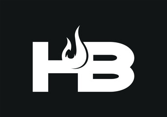 Initial HB for Fire Logo Design Vector
