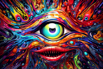 Abstract colorful psychedelic acid trip portal - obrazy, fototapety, plakaty