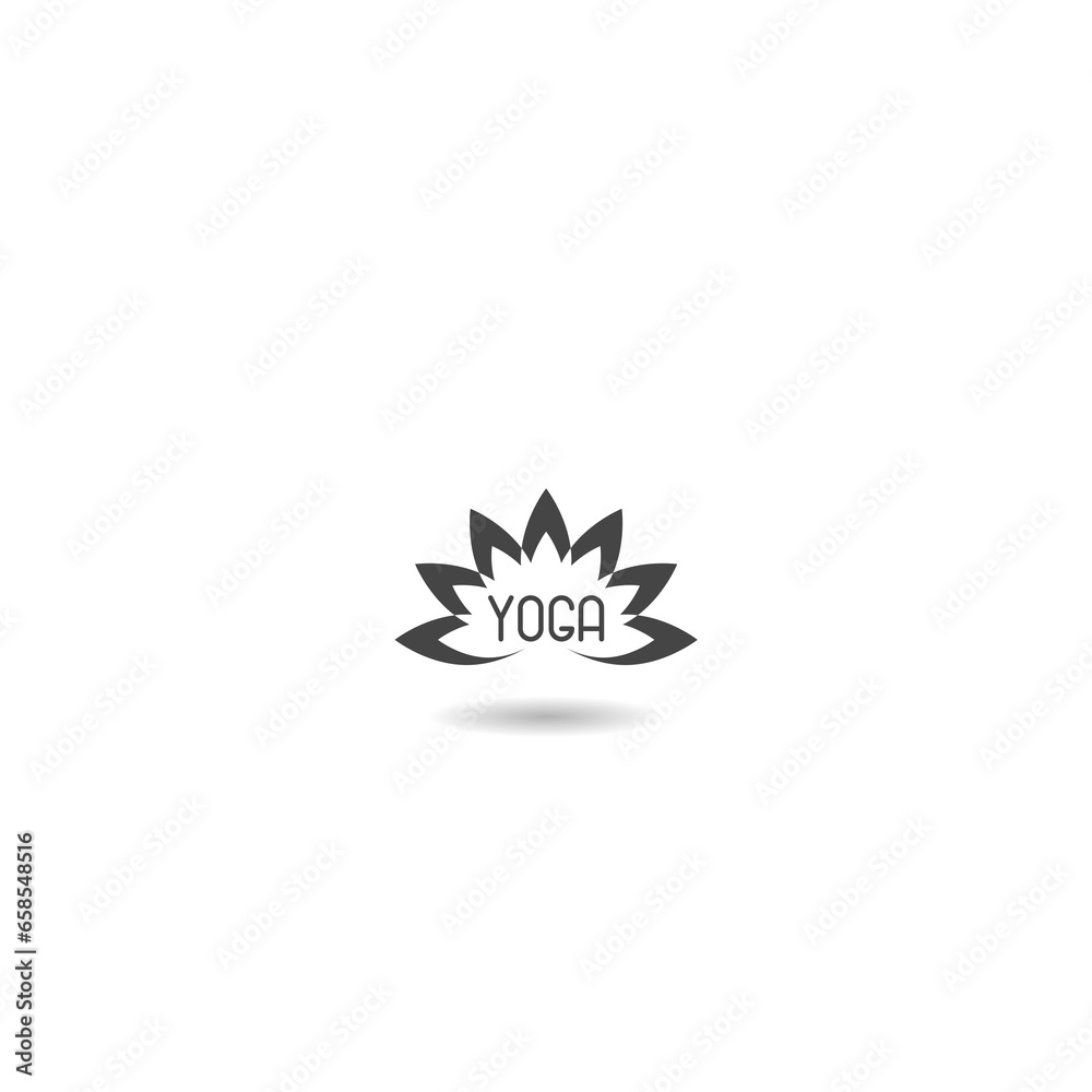 Sticker yoga lotus icon with shadow