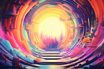 Abstract colorful psychedelic acid trip portal - obrazy, fototapety, plakaty