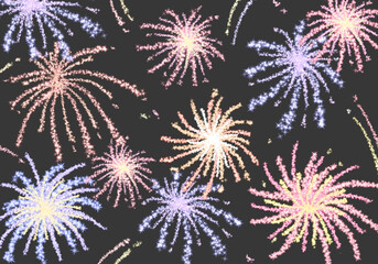 vector background new year firework pattern and fireworks in the sky at night Happy New Year wallpaper and fireworks