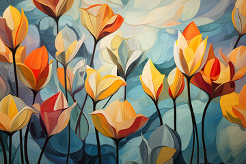 Abstract stylized flowers as wallpaper background panorama