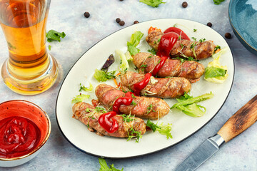 Bratwurst sausage with beer
