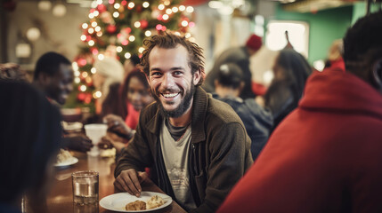 homeless dining room smile christmas