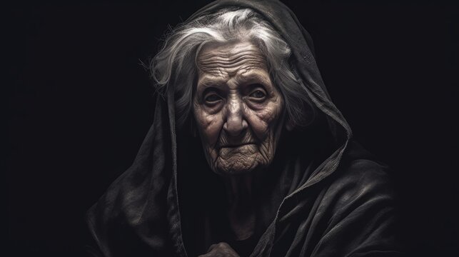 An old woman suffering from depression.generative ai
