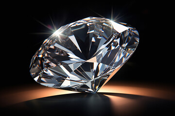 Diamond. Lafge expensive brilliant over dark background. Jewelry. AI generated