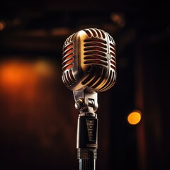 Vintage microphone, Music background with microphone