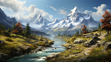 Obraz premium landscape with lake
