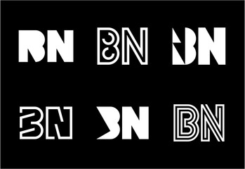 Set of letter BN logos. Abstract logos collection with letters. Geometrical abstract logos