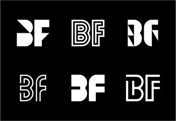 Set of letter BF logos. Abstract logos collection with letters. Geometrical abstract logos